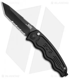 Mini SOG TAC Automatic Knife (Black Tanto Serr) ST-13