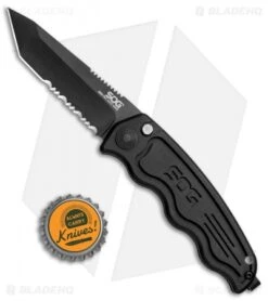 Mini SOG TAC Automatic Knife (Black Tanto Serr) ST-13 -Knife Center Shop Mini SOG TAC Auto Black Tanto Serr ST 13 BHQ 3164 jr bottlecap