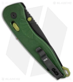 SOG Aegis AT Tanto AT-XR Lock Knife Forest/Moss GRN W/Safety (3.1" Black) -Knife Center Shop SOG Aegis AT Tanto AT XR Lock Knife Forest Moss GRN w Safey 3in Black BHQ 170626 td side