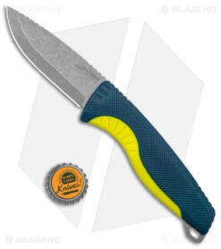 SOG Aegis FX Fixed Blade Knife Indigo Blue/Acid Yellow GRN (3.6" Stonewash) -Knife Center Shop SOG Aegis Fx Indigo Acid Yellow BHQ 145912 jr bottlecap