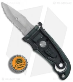 SOG Duo Fixed Blade Knife Black Zytel (2.75" Satin Plain/Serr) -Knife Center Shop SOG Duo black zytel satin plain serr BHQ 74895 er bottlecap