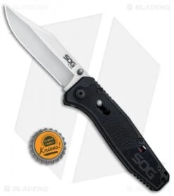 SOG Flare Clip Point Assisted Opening Knife (3.5" Satin) FLA1001-CP -Knife Center Shop SOG Flare CP Assisted Satin FLA1001 CP BHQ 80610 jr bottlecap