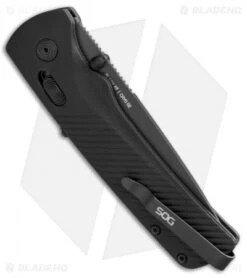 SOG Flash AT-XR Lock Knife Blackout GRN (3.45" Black) -Knife Center Shop SOG Flash AT XR Lock Blackout GRN Black BHQ 105713 jr side