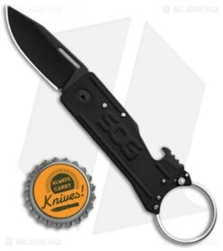 SOG Keytron Clip Point Folding Knife Key Chain Blackout (1.9" Black) KT1003-CP -Knife Center Shop SOG Keytron CP Key Chain Blackout Black KT1003 CP BHQ 104065 jr bottlecap