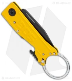 SOG Keytron Clip Point Folding Knife Key Chain Yellow (1.9" Black) KT1005-CP -Knife Center Shop SOG Keytron CP Key Chain Yellow Black KT1005 CP BHQ 104066 jr side