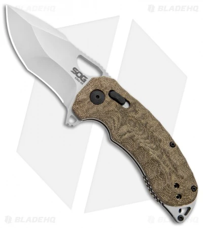 SOG KIKU XR XR-Lock Knife Natural Linen Micarta (3" Satin) 3 SOG KIKU XR XR-Lock Knife Natural Linen Micarta (3" Satin)