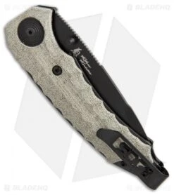SOG Kiku Spring Assisted Knife Linen Micarta (3.5" Black) KU-3002 -Knife Center Shop SOG Kiku assisted linen micarta black KU 3002 BHQ 52249 er side