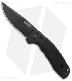 SOG Knives SOG-TAC AU Drop Point Automatic Knife Black Aluminum (3.4" Black)
