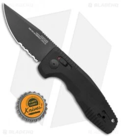 SOG Knives SOG-TAC AU Compact Automatic Knife Black (3" Black Serr) -Knife Center Shop SOG Knives SOG TAC AU Compact Auto Black Black Serr 15 38 08 57 BHQ 119253 jr bottlecap
