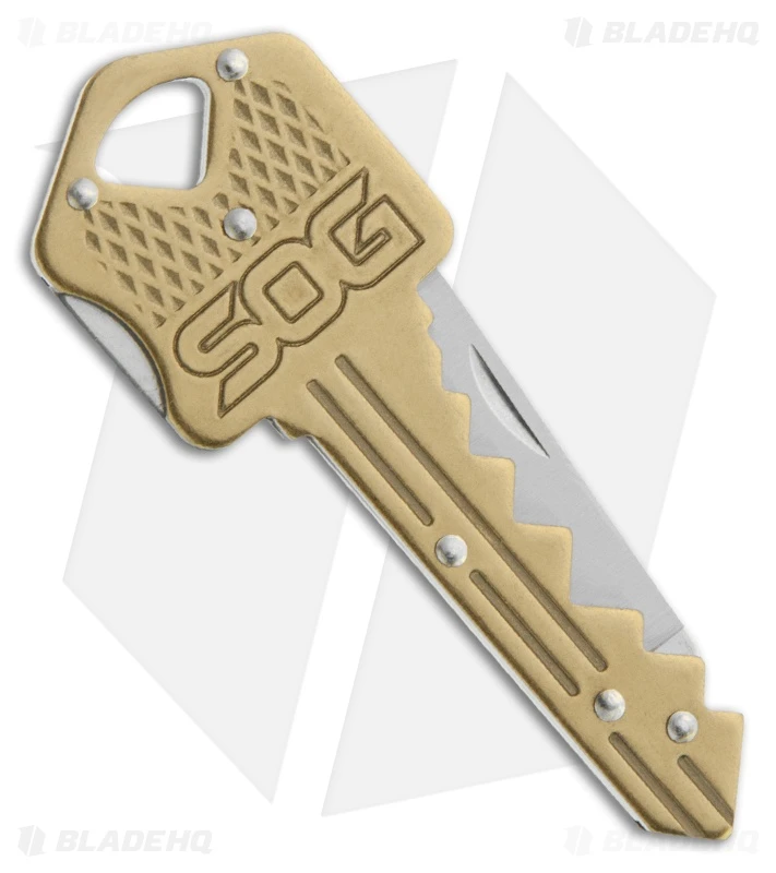 SOG Brass Key Lockback Knife Keychain Utility (1.5" Satin) KEY102 4 SOG Brass Key Lockback Knife Keychain Utility (1.5" Satin) KEY102 - Image 2