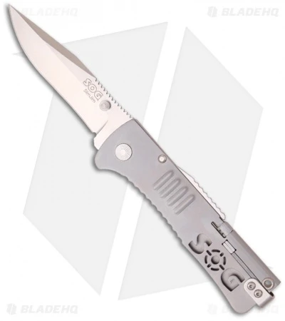 SOG SlimJim Bead Blast Assisted Opening Knife (3.18" Satin) SJ-31 3 SOG SlimJim Bead Blast Assisted Opening Knife (3.18" Satin) SJ-31